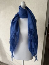 Women's Soft Solid Color 100% Pashmina Shawl Wrap Scarf Blue Light Navy 27x67
