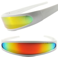 Cyclops Space Alien Robot Costume Futuristic Novelty Red Mirrored Sunglasses