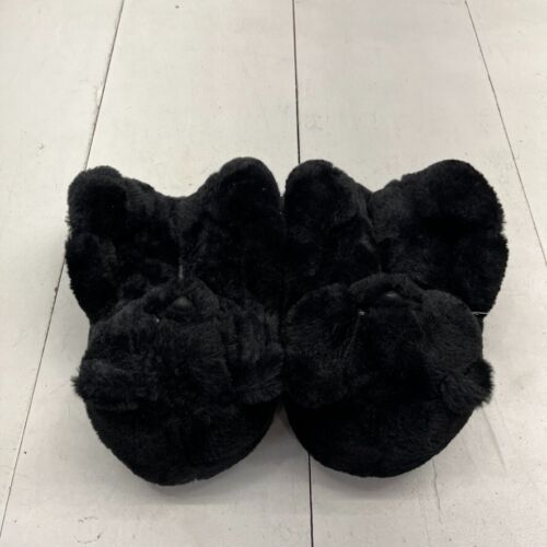 Shein Black Teddy Bear Plush Slippers Unisex Adult One Size NEW - Picture 1 of 6