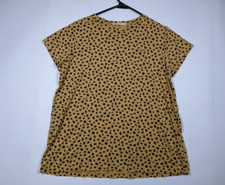 Marine Layer Women Sz M Yellow Cheetah Print Crewneck Cotton T- Shirt USA Made