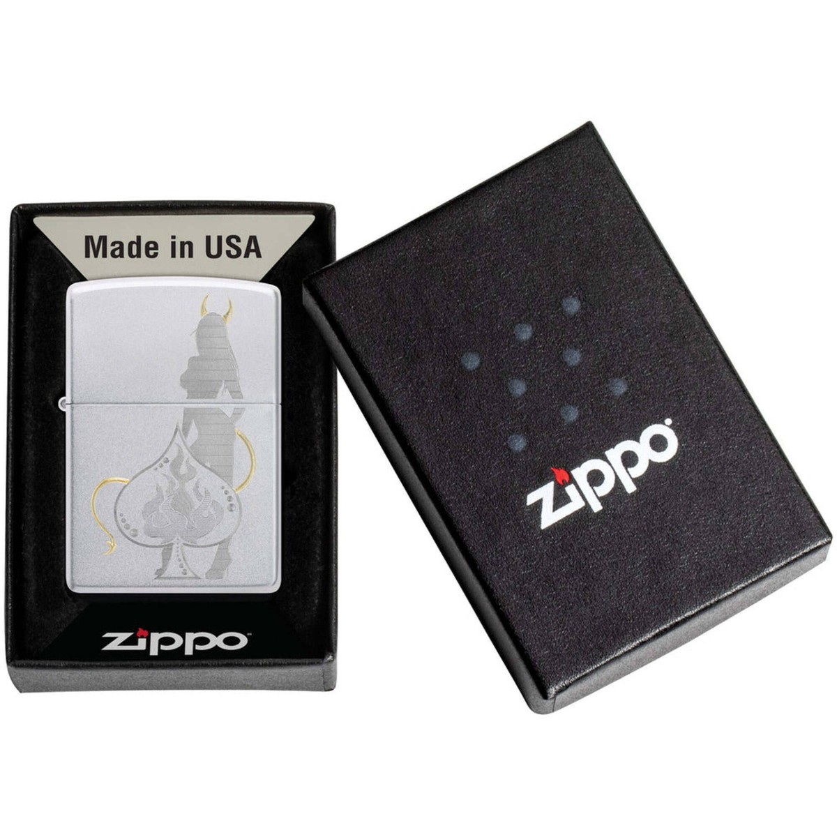 Zippo Windproof Lighter Devilish Figure with Ace Design