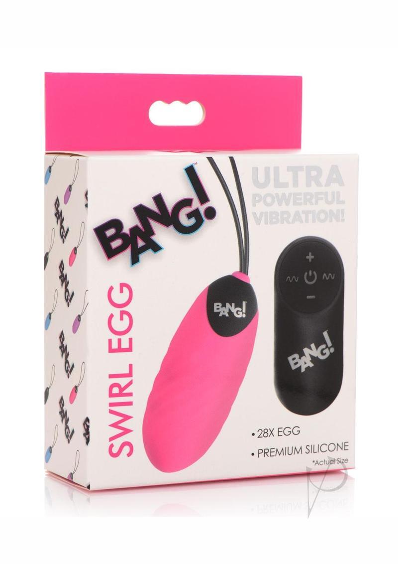 Bang! 28X Swirl Rechargeable Silicone Egg with Remote Control - Pink | eBay Bang! 28X Swirl Rechargeable Silicone Egg with Remote Control - Pink | eBay