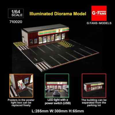 New G-FANS 1:64 Diorama wLED Light 7-11:FamilyMart Stores