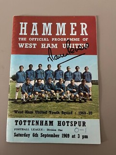 1969 70 West Ham United vs Tottenham Hotspur Signed By Martin Peters