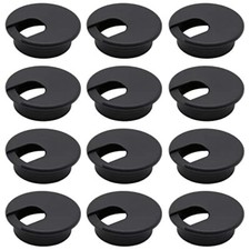 12 Pack 2 Inch Black Desk Grommet Kit Wire Cable Hole Cover Organizer Plastic...