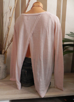 Vila * dünnes Vokuhila Feinstrick Shirt Pullover Rückenschlitz Gr. 38 / 40 (S)