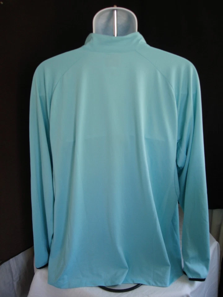 Greg Norman Tasso Elba verde azulado 100 % peso ligero Camisa de golf para hombre Poli L/S 1/4 cremallera 2XL Foto 4 de 4