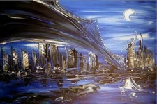 BROOKLYN BRIDGE  Original Oil Painting on canvas IMPRESSIONIST KAZAV  RFWEF