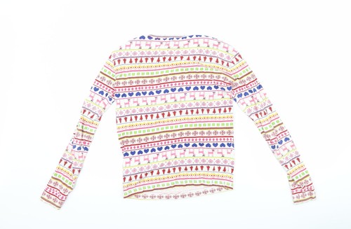 Gap Girls White Geometric Cotton Blend Top Pyjama Top Size 14 Years - Christmas - Picture 2 of 12