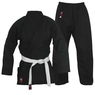 Budoanzug Bushido Black Adept 9 oz schwarz, Karate Ninjutsu Budo Anzug