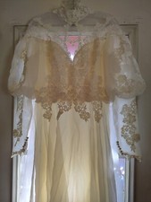Vintage 70s White Lace Wedding Dress Gown Gunne Sax Era Women's Medium