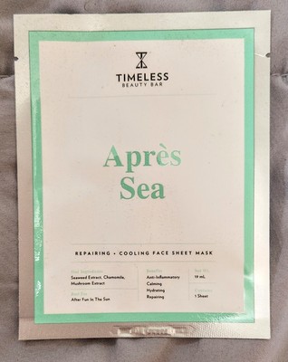 TIMELESS BEAUTY BAR Apres Sea Repairing Cooling Face Sheet Mask 19ml-Brand New