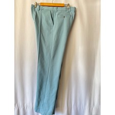 VTG Haband of Paterson Mens Blue Textured Double Knit Pants Made in USA 32x29