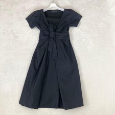 Alexander McQueen Navy Ribbon Dress Size 38 Italy Made Elegant V-Neck