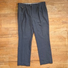 Vintage Mens Double Pleated Wool Pants Size 32x30 70 Gray Tailored Trousers 100
