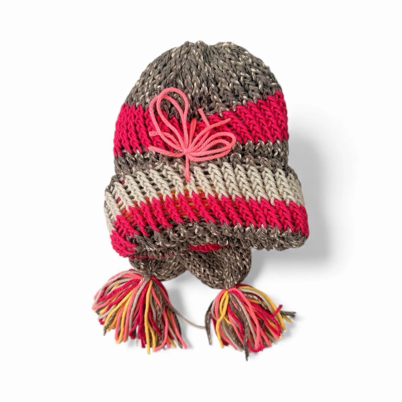 Handmade Knitted Beanie Hat And Scarf Combo Women's Small/Medium