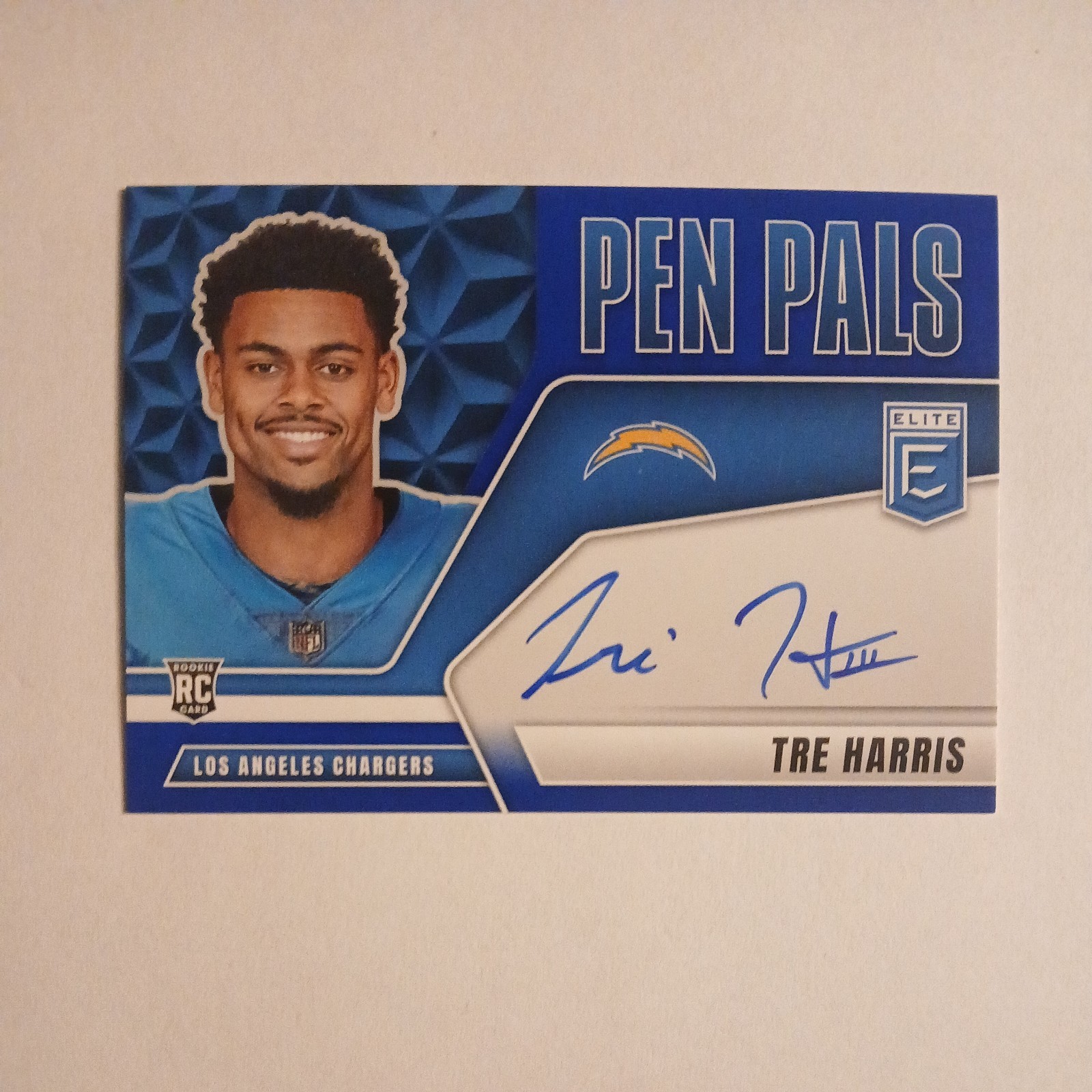 2025 Panini Donruss Elite - Pen Pals Tre Harris #PP-TRE Blue Ink (AU, RC)