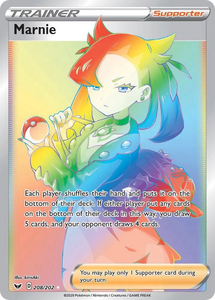 Marnie Rainbow Secret 2020 Pokemon Sword & Shield Card 208/202