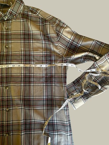 Men's Shirt Check Button Down ASOS Design Long Sleeve Plaid Tartan Off White XL - Picture 8 of 8