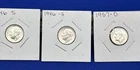 Roosevelt Dimes- 1946-S (2) + 1957-D Lot of 3- Brilliant Uncirculated