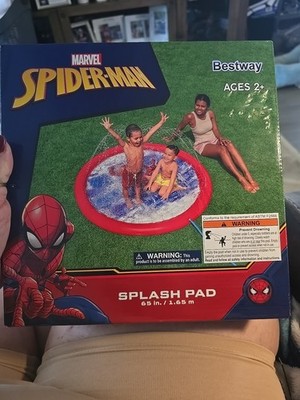 Spiderman 65'' Splash Pad w/Sprinklers Shallow Pool Kids Ages 2+