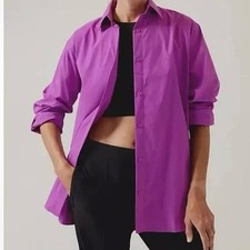 Athleta Relaxed Oversized Button-Down Shirt in Jazzy Purple Size XS