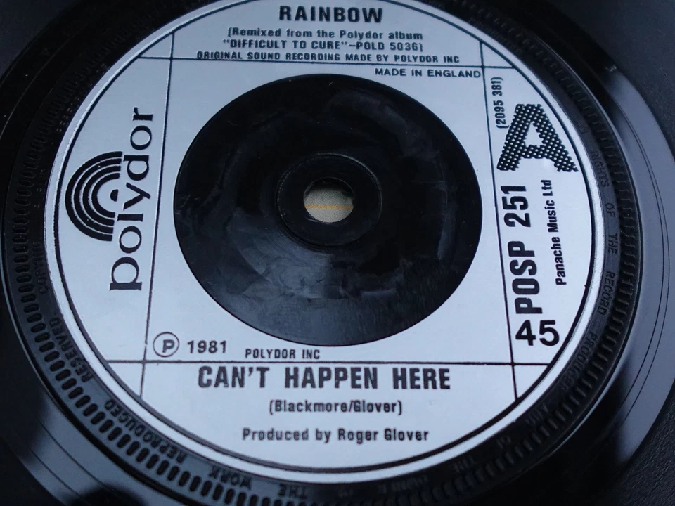 Rainbow CAN'T HAPPEN HERE / JEALOUS LOVER  1981  7" P/S PLAYS MINT HEAR - Image 2 of 4