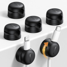6 Pack Rotatable Cord Organizer, 1S Lock Spring Cable Holder Clips