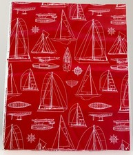 Richloom Solarium Upholstery Fabric Red White Outdoor Sailboats Nautical RARE