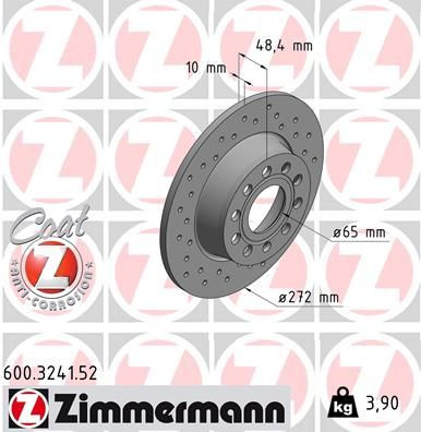 2X Zimmermann 600.3241.52 Bremsscheibe FüR Audi Seat Skoda-image