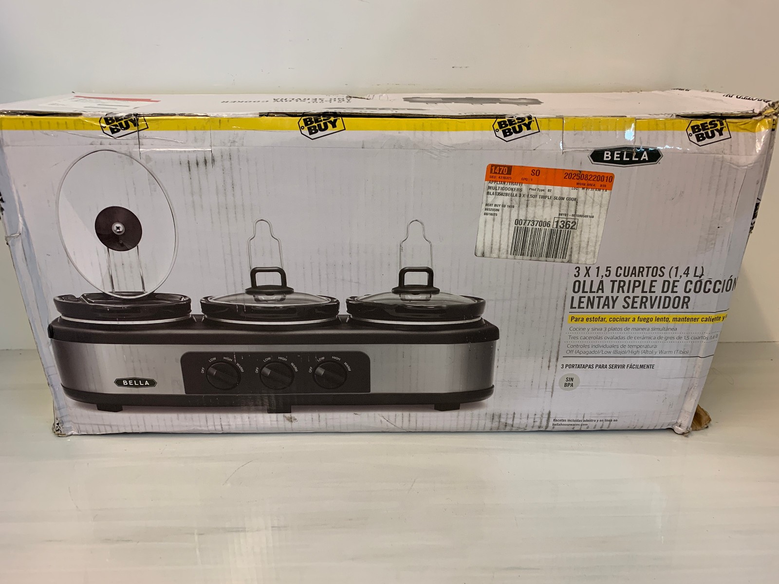 Bella 3 x 1.5-Quart Triple Slow Cooker Server BLA13582 Buffe