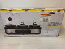 Bella 3 x 1.5-Quart Triple Slow Cooker Server BLA13582 Buffet Stainless Steel