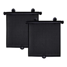 2 PCS Car Side Window Sun Shade, 19.7×19.7 Retractable Roller Auto Sunshade B...