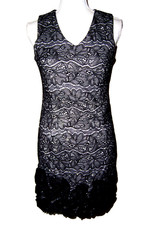 Donna Ricco Black Lacy Glitter Ruffled Cocktail Party Dress Size 4