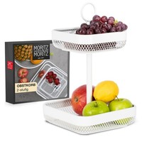 Obstkorb Etagere 2 Etagen StöCkig Metall Obstschale ServierstäNder Eckig Weiß