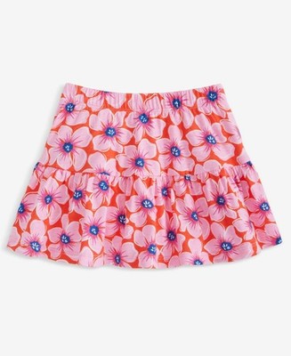 Epic Threads Floral Scooter Skirt Toddler Girls 4T Mandarin Red Elastic Waist