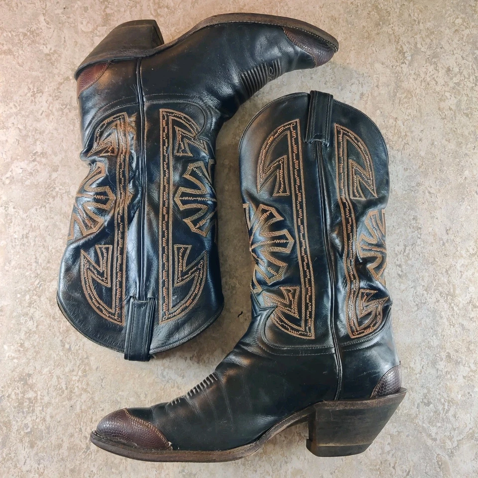 Botas Tony Lama De Colección Para Mujer 10/Hombre 8 Estilo S3129 Azteca Etiqueta Negra EE. UU. Foto 3 de 4