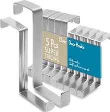 Over The Door Hooks 5 + 5 Pack - Stainless Steel Coat Hanger Towel Holder 2-Si