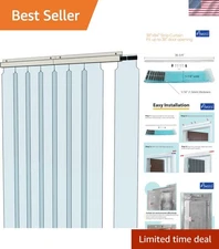 Fire-Resistant 38" x 84" Vinyl Strip Curtain - Ideal for Commercial Cooler Use