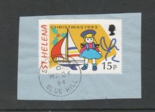 St Helena Christmas 1993 with the scarcer Blue Hill cancellation on piece