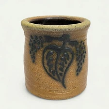 VTG Crocker & Springers Illinois Grapes Salt Glaze pottery tiny crock farmhouse