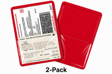 Red Insurance ID Card Holder 4x5.625 Vinyl Pocket Sleeve USA 2-Pack RFS20