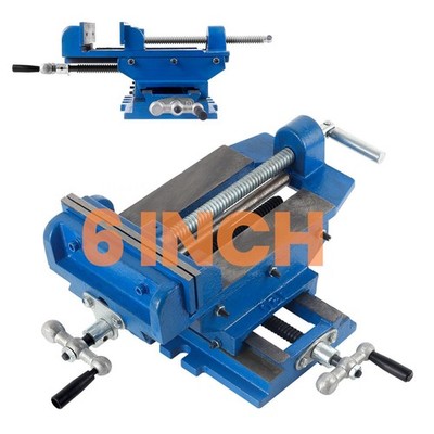 6'' Cross Slide Drill Press Vise Cast Iron 2 Way X-Y Axis Bench Vise for Bench