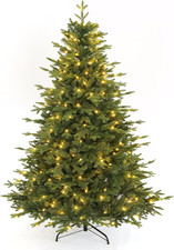 Image of Pre-Lit Christmas Tree 6Ft, PE Tips Artificial Xmas Tree with Warm White LED Lig