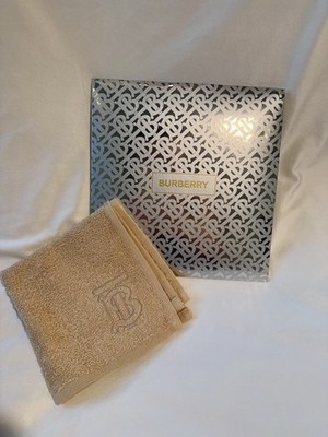 Authentic Burberry Beauty Beige Hand Towel with Monogram & Original Gift Box