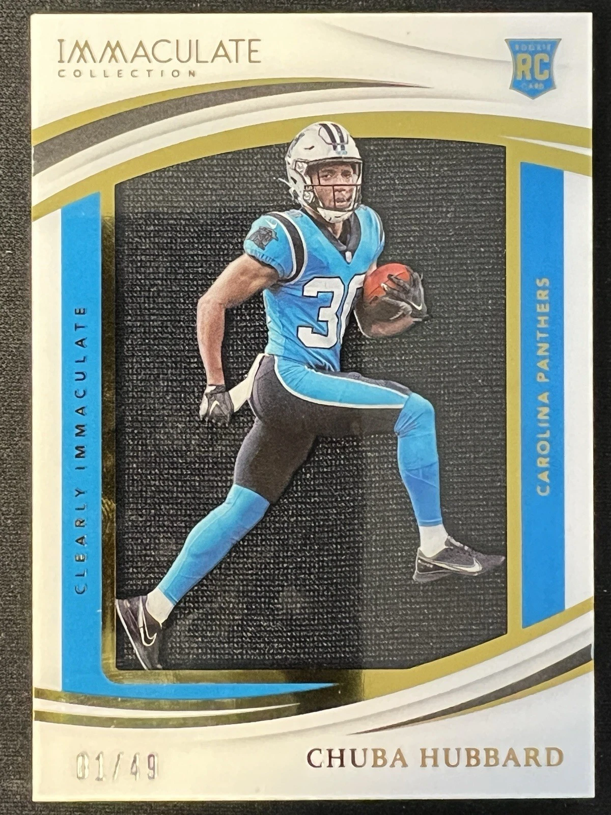 Chuba Hubbard Panini Immaculate Collection Clearly Immaculate Rookie Jerseys #CRJCH Platinum 1/1
