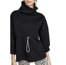 Varley Freya or Barton Sweatshirt Slouchy Black Funnel Neck Drawstring Waist MED