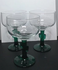 3  Vintage Retro Libbey Glass Company Juniper 16oz Cactus Margarita Glass 6 1/4"