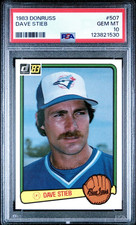 1983 DONRUSS DAVE STIEB TORONTO BLUE JAYS #507 PSA 10
