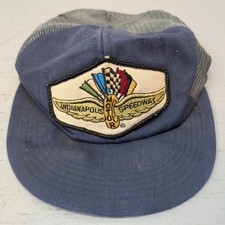 Vintage Indianapolis Motor Speedway Trucker Hat Navy Blue Mesh Racing Cap Patch